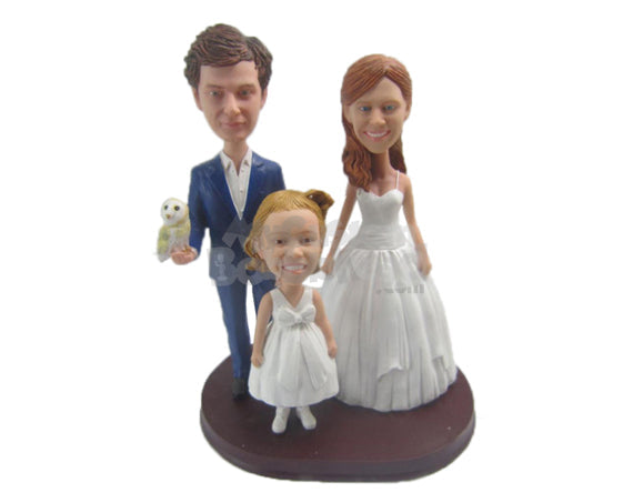 Custom Bobblehead Dad, Mom And Daughter Ready For A Ceremony - Parents & Kids Mom, Dad & Kids Personalized Bobblehead & Cake Topper Custom Bobblehead Dad, Mom And Daughter Ready For A Ceremony - Parents & Kids Mom, Dad & Kids Personalized Bobblehead & Cake Topper